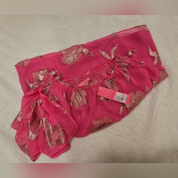 Lilly Pulitzer Sarahleigh One Shoulde Silk Top Blouse, Pink, Feminine, - Picture 8 of 11